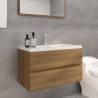 Stylish Brown Oak Sink Cabinet with Built-in Basin