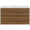 Stylish Brown Oak Sink Cabinet with Built-in Basin