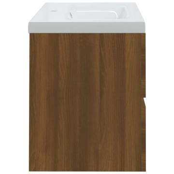 Stylish Brown Oak Sink Cabinet with Built-in Basin