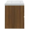 Stylish Brown Oak Sink Cabinet with Built-in Basin