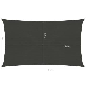 Sunshade Sail 160 g/m² Anthracite 3x6 m HDPE - HipoMarket UK