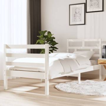 White Bed Frame 75x190 cm Small Single Solid Wood | HipoMarket