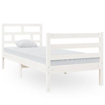 White Bed Frame 75x190 cm Small Single Solid Wood | HipoMarket