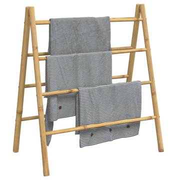 Stylish Double Towel Ladder in Bamboo – 4 Rungs & 90x50x100 cm