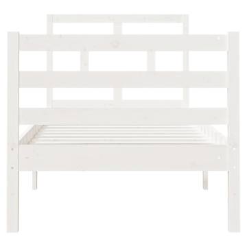 White Bed Frame 75x190 cm Small Single Solid Wood | HipoMarket