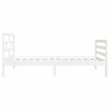 White Bed Frame 75x190 cm Small Single Solid Wood | HipoMarket