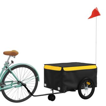 Sturdy Black & Yellow Bike Trailer | 45 kg Iron Cargo Transport