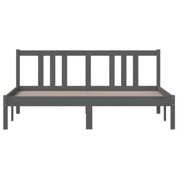 Grey Solid Wood Bed Frame 150x200 cm King Size | HipoMarket