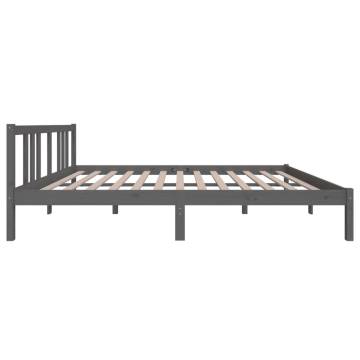 Grey Solid Wood Bed Frame 150x200 cm King Size | HipoMarket