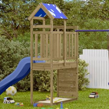 Wooden Play Tower with Rockwall | Durable Pine Structure