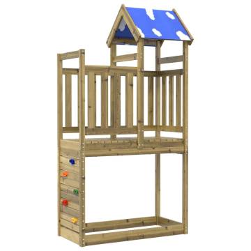 Wooden Play Tower with Rockwall | Durable Pine Structure