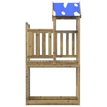 Wooden Play Tower with Rockwall | Durable Pine Structure