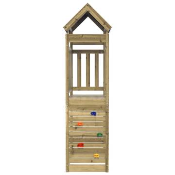 Wooden Play Tower with Rockwall | Durable Pine Structure