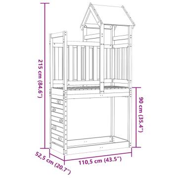 Wooden Play Tower with Rockwall | Durable Pine Structure