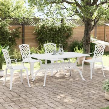 Elegant 5 Piece Garden Dining Set - White Cast Aluminium