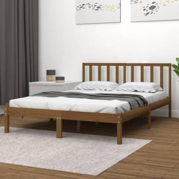 Honey Brown Solid Wood Pine Bed Frame 200x200 cm | HipoMarket