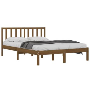 Honey Brown Solid Wood Pine Bed Frame 200x200 cm | HipoMarket