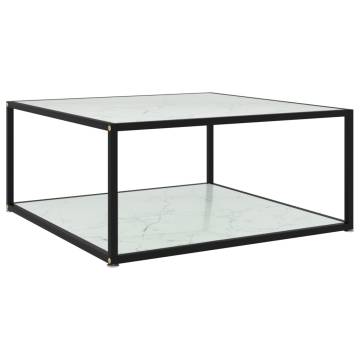 Stylish White Coffee Table - Tempered Glass 80x80 cm