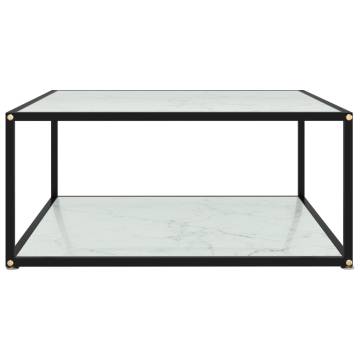 Stylish White Coffee Table - Tempered Glass 80x80 cm