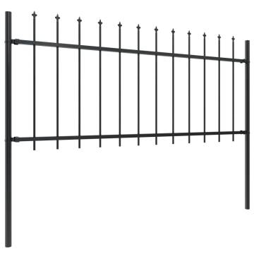 Elegant Black Garden Fence with Spear Top - 17x0.8 m