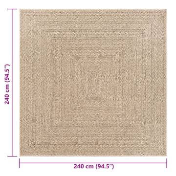 ZIZUR Rug 240x240 cm - Jute Look for Indoor & Outdoor Use