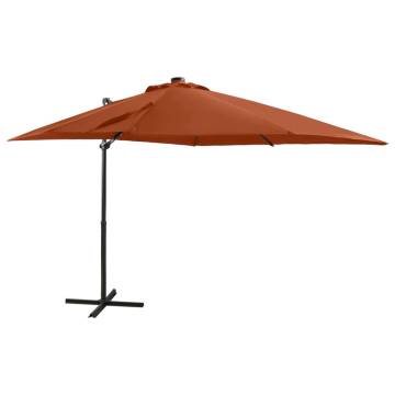 Cantilever Umbrella with LED Lights - Terracotta 250 cm | HipoMarket