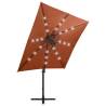 Cantilever Umbrella with LED Lights - Terracotta 250 cm | HipoMarket