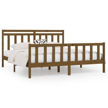 Honey Brown Solid Wood Pine Bed Frame 200x200 cm - HIPO Market