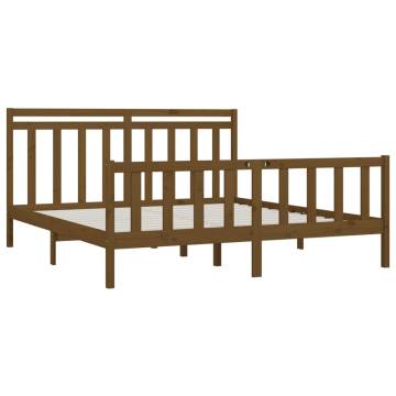 Honey Brown Solid Wood Pine Bed Frame 200x200 cm - HIPO Market