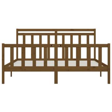 Honey Brown Solid Wood Pine Bed Frame 200x200 cm - HIPO Market