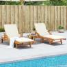 Sun Loungers 2 pcs with Cushions 200x68x83 cm Solid Wood Acacia Colour cream Quantity in Package 2 Model without table 