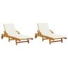 Comfortable Sun Loungers 2 pcs with Cushions - Acacia Wood