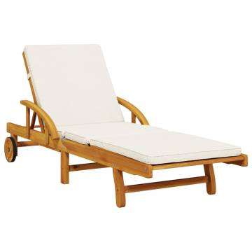 Comfortable Sun Loungers 2 pcs with Cushions - Acacia Wood