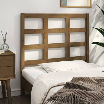 Stylish Honey Brown Solid Wood Bed Headboard - 105.5x100 cm