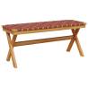 Garden Bench Red Solid Wood Acacia & Fabric | Hipomarket