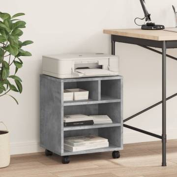 Printer Stand with Wheels - Concrete Grey 41x32x48 cm