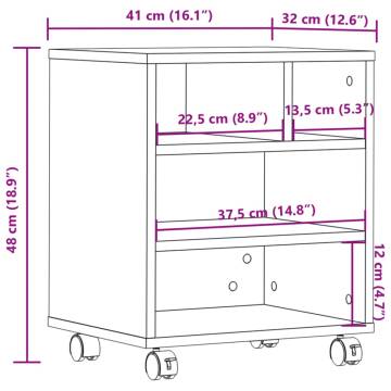 Printer Stand with Wheels - Concrete Grey 41x32x48 cm