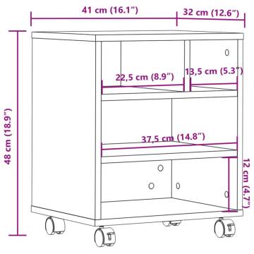 Printer Stand with Wheels - Grey Sonoma 41x32x48 cm | HipoMarket