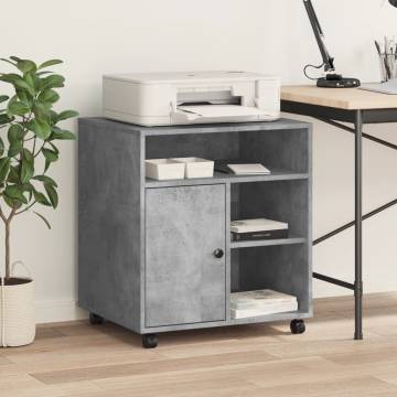 Printer Stand with Wheels - Concrete Grey 60x50x67 cm