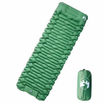 Self Inflating Camping Mattress with Pillow - 1 Person Green