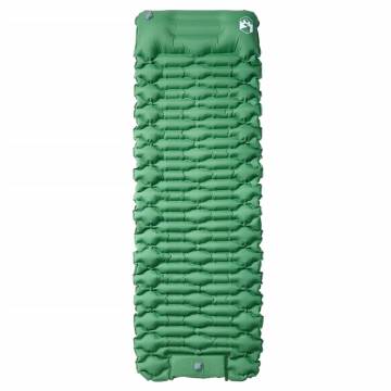 Self Inflating Camping Mattress with Pillow - 1 Person Green