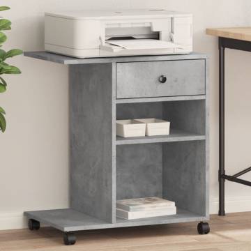 Printer Stand with Wheels - Concrete Grey 60x40x68.5 cm