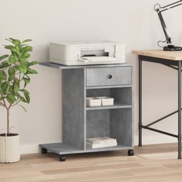 Printer Stand with Wheels - Concrete Grey 60x40x68.5 cm