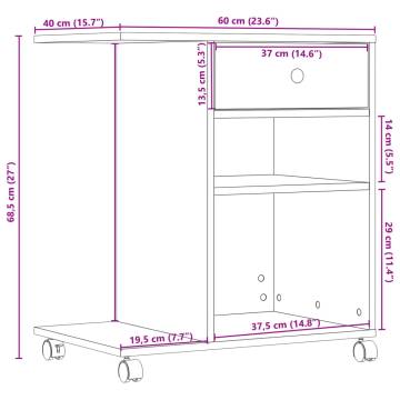 Printer Stand with Wheels - Concrete Grey 60x40x68.5 cm