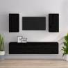 TV Cabinets 4 pcs Black Solid Wood Pine - Trendy & Durable