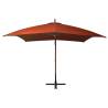 Hanging Parasol with Solid Fir Wood Pole - Terracotta 3x3m