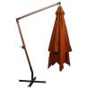 Hanging Parasol with Solid Fir Wood Pole - Terracotta 3x3m