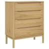 Chest of Drawers FLORO - Wax Brown Solid Pine Wood | HipoMarket