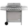 Gas BBQ Grill with 6 Burners - Silver for Outdoor Cooking