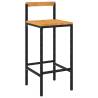 Bar Stools Set of 4 - Black Poly Rattan & Solid Wood Acacia